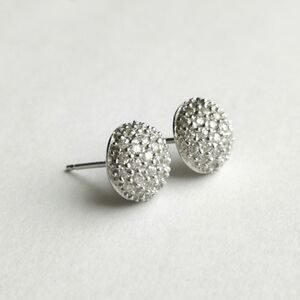 NEW sterling silver pave cz dome stud earrings